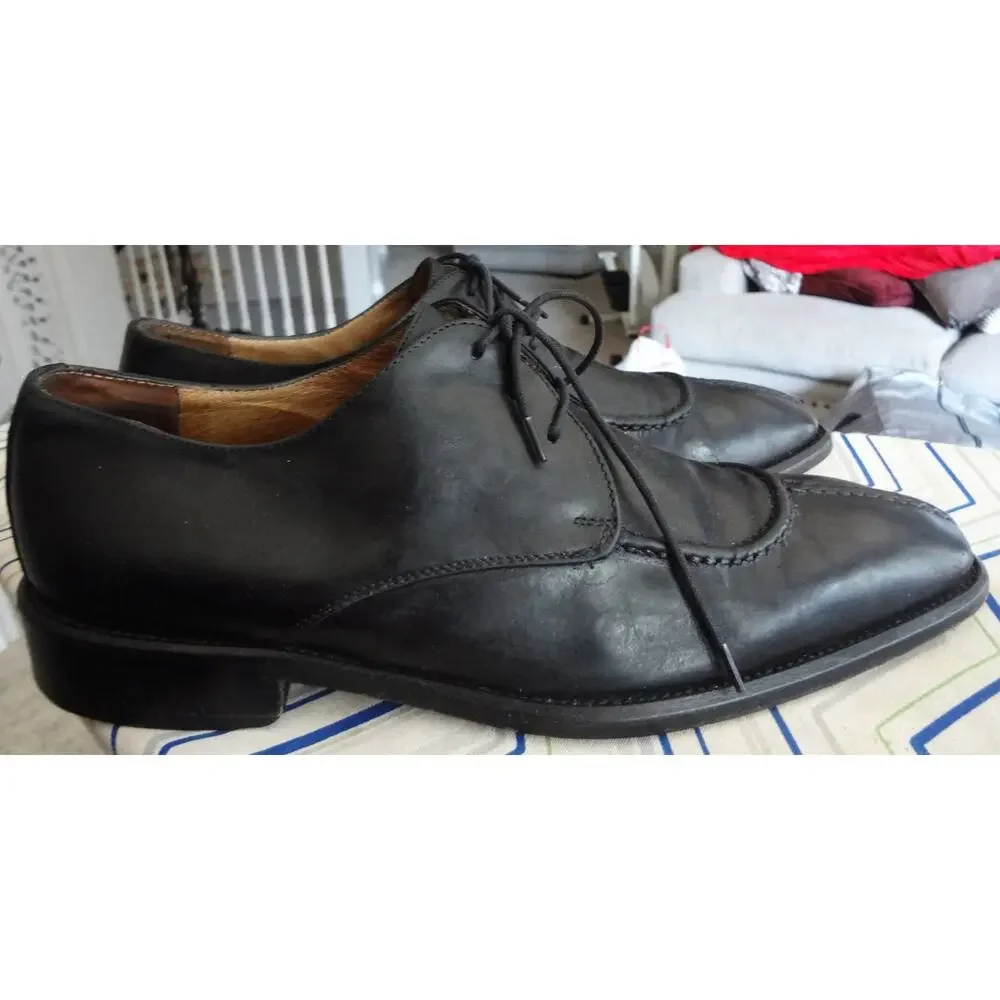 Bachrach Split Toe Black Calf Leather Oxford Derby Dress Shoe ITALY Mens 8